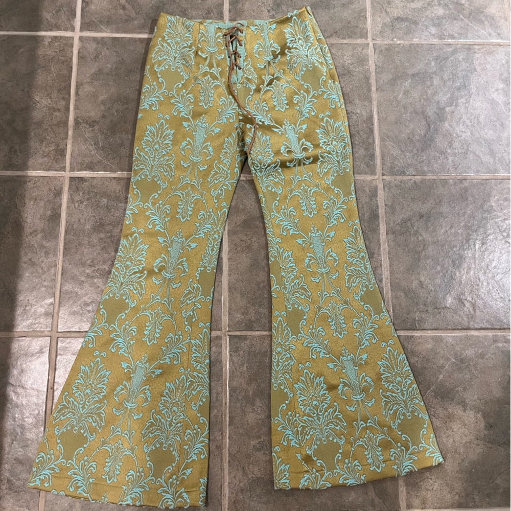 Anastasia Brocade Lace-up Flare Pants